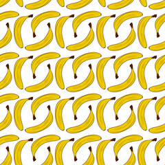 Vector seamless pattern of bananas on blue background