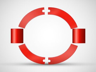 Red circular graphic design with puzzle pieces