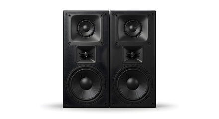 Fototapeta premium Sleek Black Two-Way Bookshelf Speakers Studio Setup