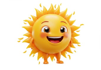 Cartoon sun character with happy expression isolated on white background