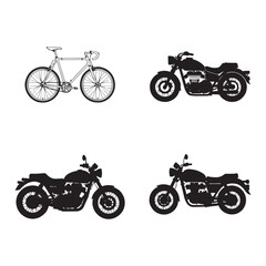Obraz premium Stylish Silhouettes of a Bicycle and Motorcycle