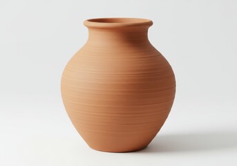 Simple terracotta vase on a white background, showcasing its classic shape