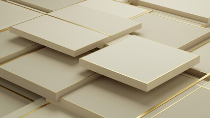 Modern Abstract Geometric Gold Tiles Background 3D Design