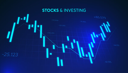 Glowing market volatility concept background design