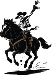 Skull Riding Horse Silhouette illustration premium quality