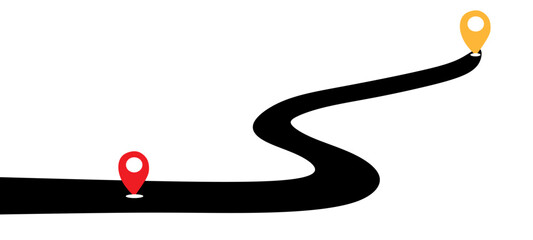 Success roadmap journey, milestone or career path achievement, route or pathway to achieve goals, accomplishment. Vector Illustration.