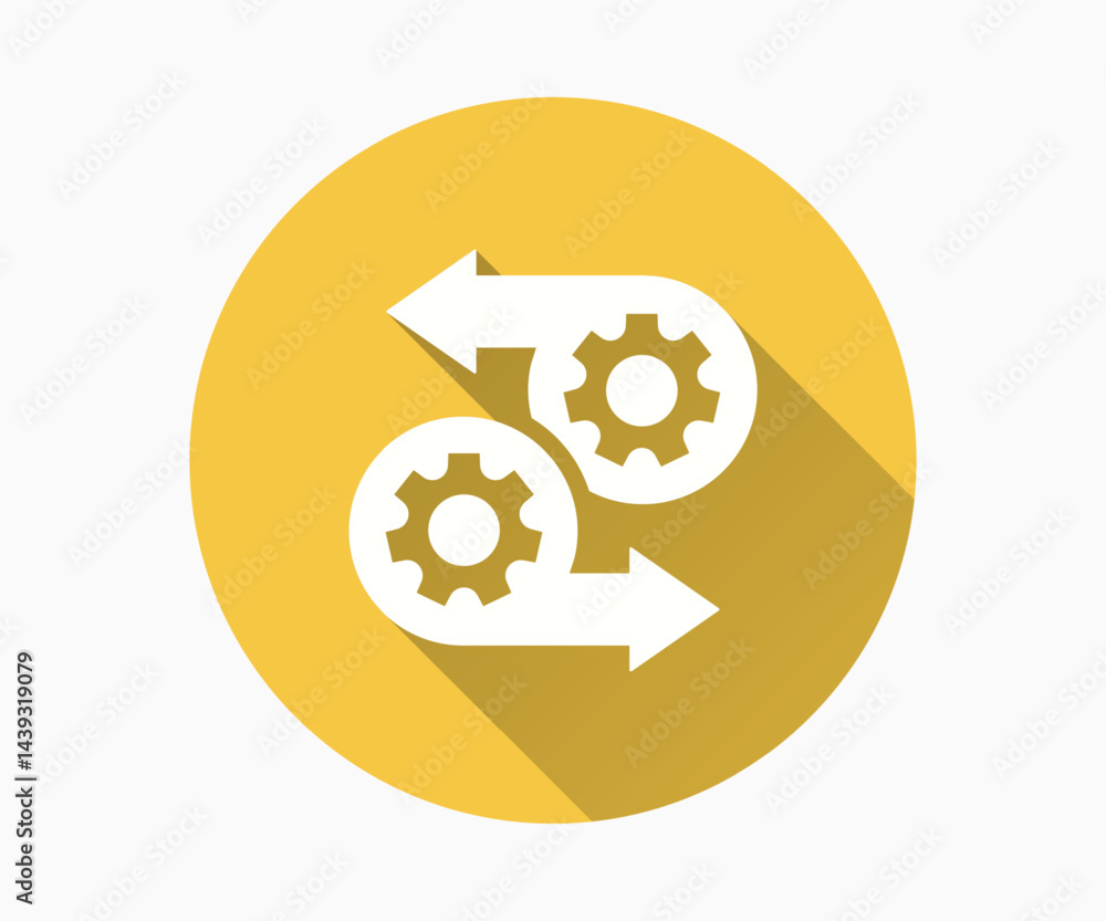 Poster workflow flat icon. simple illustration with long shadow for graphic and web design.