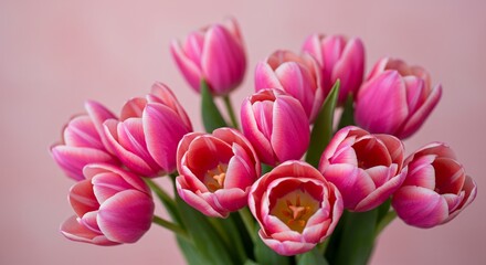 Obraz premium Pink Tulips Bouquet Spring Flowers Romantic Floral Arrangement Wedding Decoration Feminine Design Mothers Day Gift