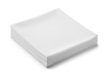 Stack of white paper sheets or napkins on a white background