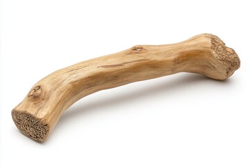 Natural driftwood piece with smooth texture, isolated on white background for decoration