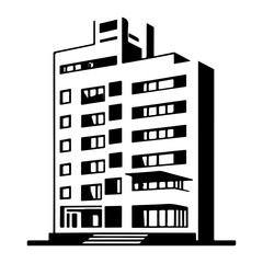 Minimalist building drawing showcasing modern geometric architectural design