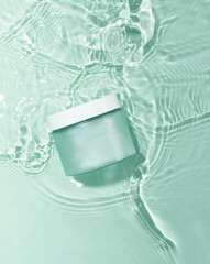 Cosmetics in a clear, transparent space