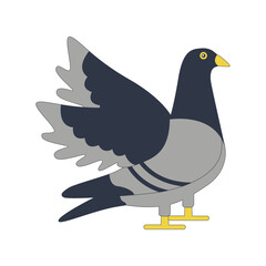 Cute Pigeon Character in Flat Cartoon Design. Vector Illustration.