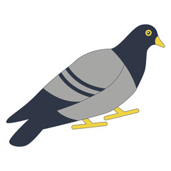 Cute Pigeon Character in Flat Cartoon Design. Vector Illustration.