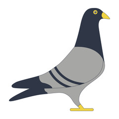 Cute Pigeon Character in Flat Cartoon Design. Vector Illustration.