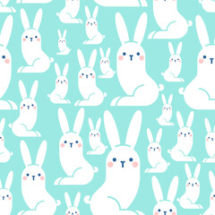 Rabbits pattern seamless. Hares background. Baby fabric texture