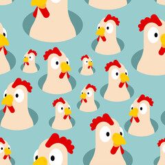 Chicken pattern seamless. Chickens background. Farm poultry texture