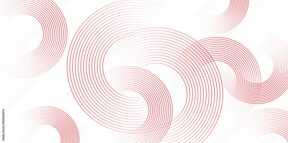 Poster white and red abstract background with geometric circle shapes. abstract geometric background vector