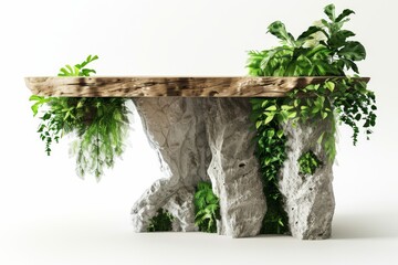 Natural Office Table Design Isolated On White Background.