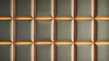 Naklejka premium Orange and Grey Grid Pattern with Illuminated Lines Textured Surface Design,Background