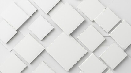 Fototapeta premium Geometric White Square Abstract Background - Minimalist 3D Tiles abstract background white square