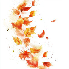 Obraz premium Falling autumn leaves in vibrant orange and yellow hues create serene and artistic scene