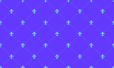 Elegant light blue fleurdelis pattern on a vibrant purple background.  Perfect for website banners, textile designs, or adding a touch of regal sophistication to your projects.
