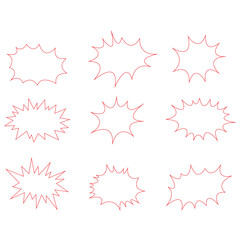 Comic burst explosion vector, comic boom elements, and speech bubbles vector silhouettes.