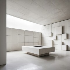 Fototapeta premium A bright, airy white room filled with numerous shelves and cabinets, showcasing a variety of neatly organized books, decorative items, and storage boxes.