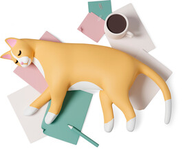 cat lies on document