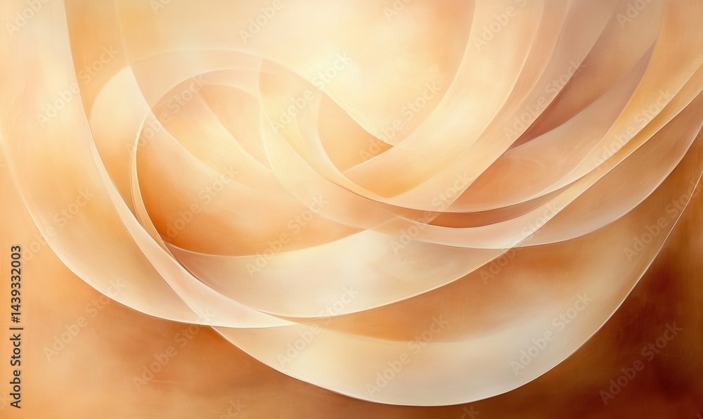 Poster abstract soft waves in warm tones creating a serene and calming atmosphere