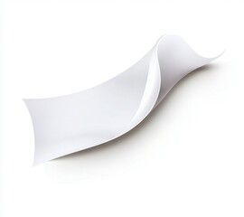 Smooth, flowing white paper sheet gracefully curling at the edge on a clean background