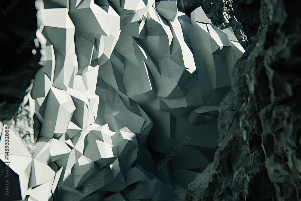 Aufkleber abstract grayscale image of a rough, crystalline structure. light plays across the facets, creating 