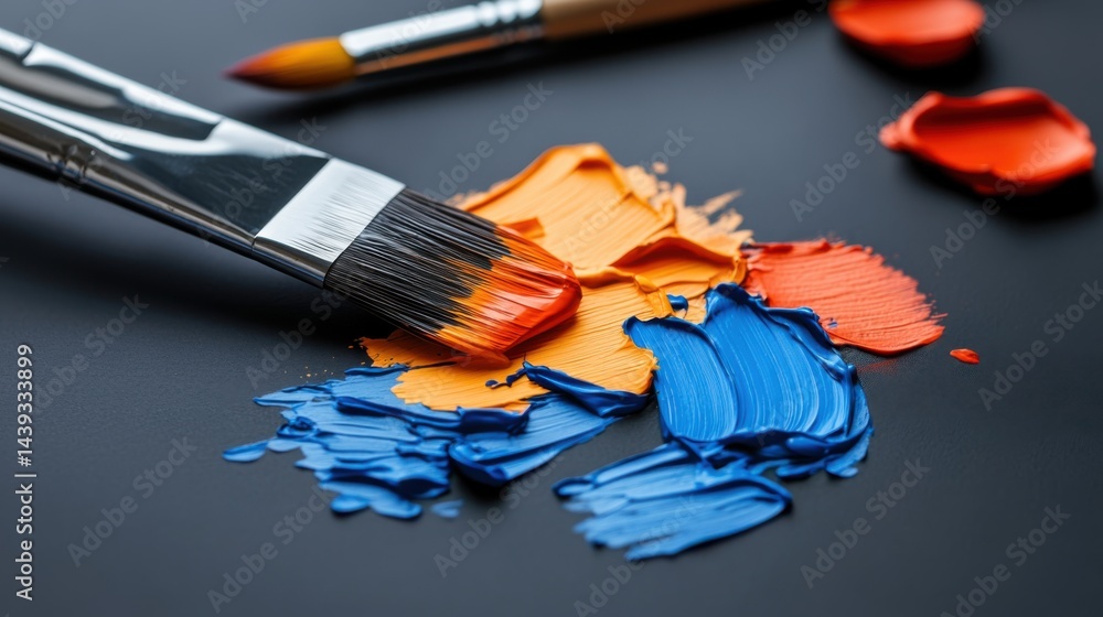 Poster close-up of vivid dried paint textures on an artist's palette representing a 4-giixel standard v2-30