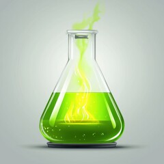 Bubbling Green Liquid Inside Erlenmeyer Flask Experiments Chemicals and Toxic Vapors in Laboratory