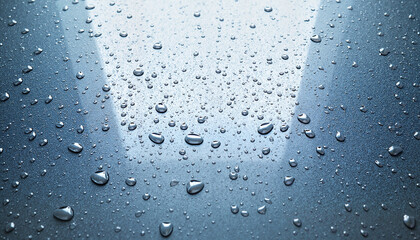 Water droplets on glass surface with soft light background  