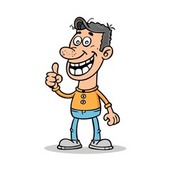 Fototapeta premium Cartoon Man Giving Thumbs Up – Funny Happy Character Illustration