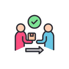 Courier  colored icons, minimalist vector illustration ,simple transparent graphic element .Isolated on white background