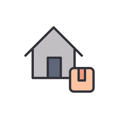 House package colored icons, minimalist vector illustration ,simple transparent graphic element .Isolated on white background