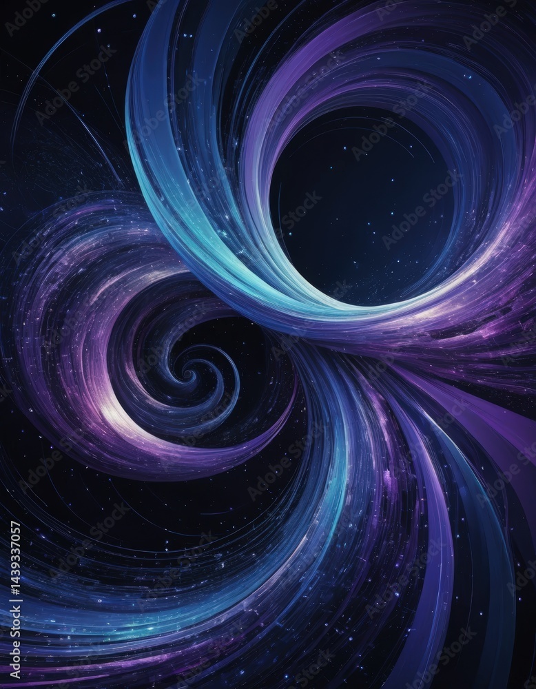 Poster a vibrant abstract background featuring dynamic swirls of deep blue and rich purple, creating a mesm