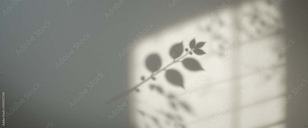 Aufkleber a delicate pattern of leaves casts intricate shadows on a textured wall, creating a beautiful interp