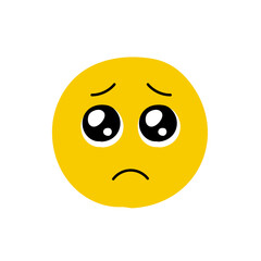 うるうるの目で涙を流す絵文字 - シンプルでかわいい手書きのぴえんな泣き顔のデザイン素材