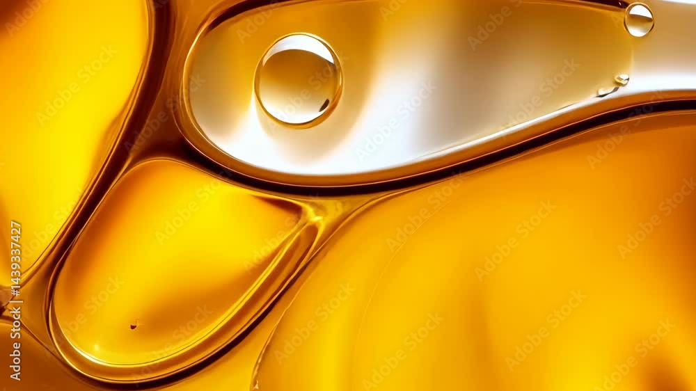 Poster golden liquid waves flowing and shimmering in mesmerizing abstract patterns