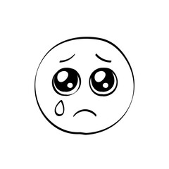 うるうるの目で涙を流す絵文字 - シンプルでかわいい手書きのぴえんな泣き顔のデザイン素材