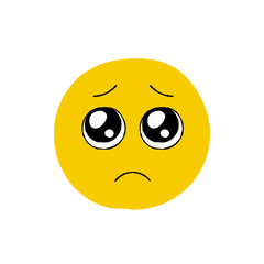 うるうるの目で涙を流す絵文字 - シンプルでかわいい手書きのぴえんな泣き顔のデザイン素材