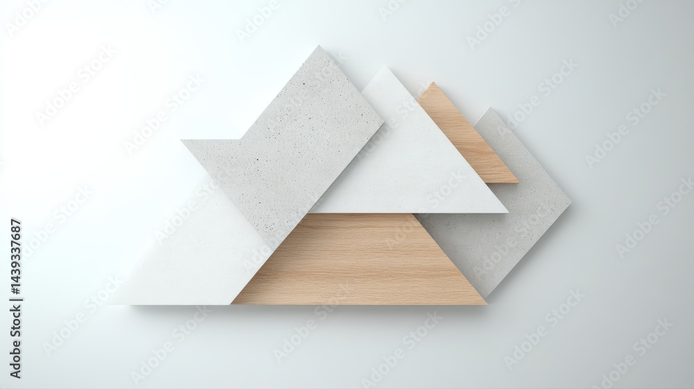 Aufkleber abstract geometric composition with triangles and textured surfaces abstract geometric triangle wood