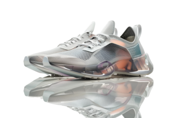 Tomorrow's Stride: The Futuristic Running Shoes Isolated On White Background.