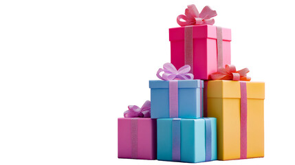 Obraz premium Stacked Pastel Presents Isolated, cut out transparent