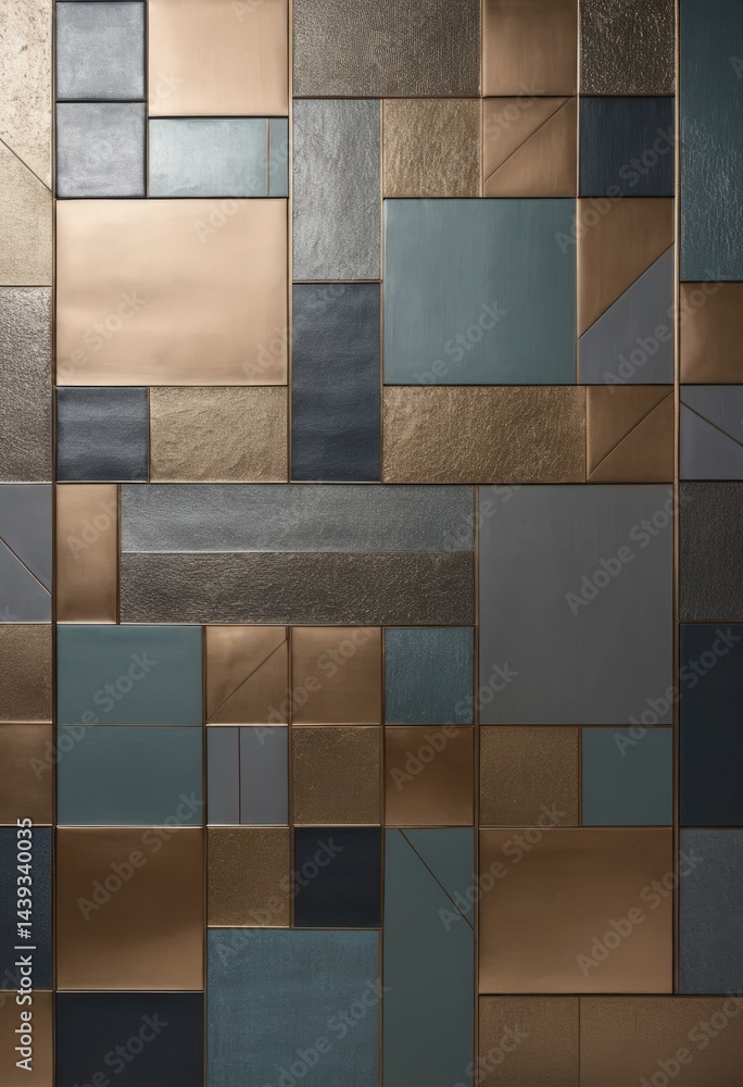 Poster a vibrant wall adorned with an array of colorful tiles, showcasing a mosaic of hues including blue, 