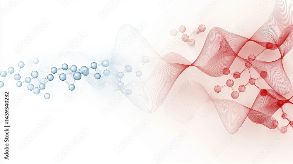 Poster molecular structure with waveforms: abstract scientific design molecule abstract scientific waveform